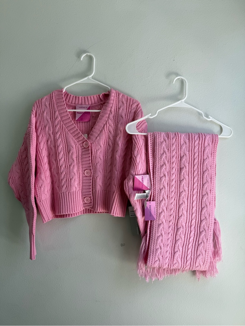 💗 Forever 21 x Pantone Cable Knit Cardigan + Scarf Set 💗